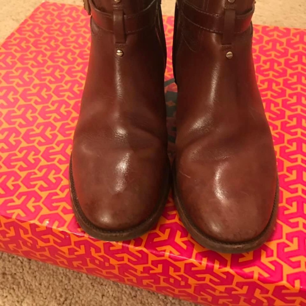 Tory Burch Riding Boots Size 8 Cognac Leather - Picture 6 of 8